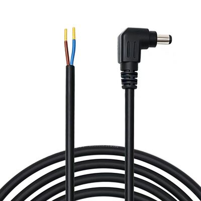 20AWG 90 Degree Right Angle DC5521 Male Plug Jack to 2 Pin Bare Wire Open End Power Cable