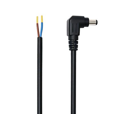 Right Angle DC5525 Male Plug Jack to 2 Pin Bare Wire Open End Power Cable