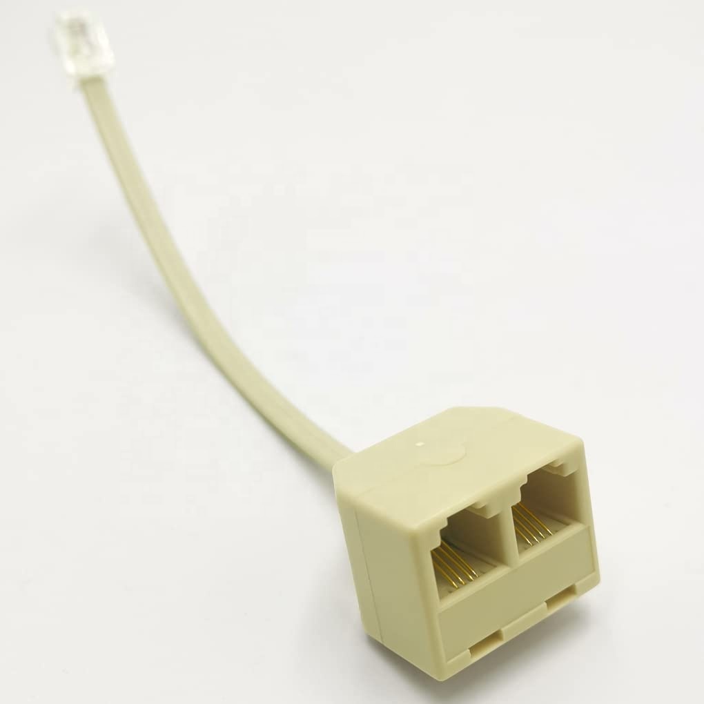 Splitter Conductor RJ11 6P4C Male to Dual Female 6P4C Splitter Converter Cable Solid ...